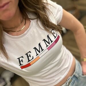Femme White Graphic Tee